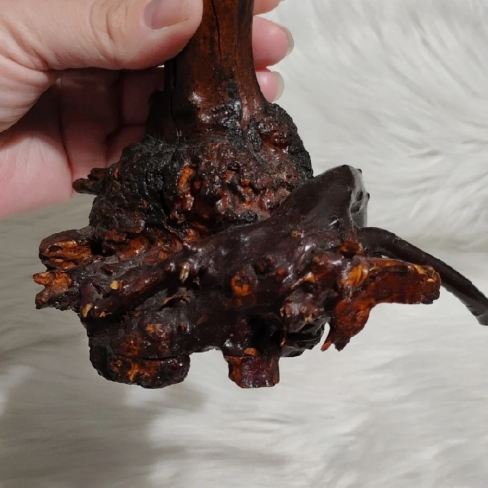 Office) SALE! Hand Carved Wooden Burl Wood Rose Flower Vtg Art Sculpture